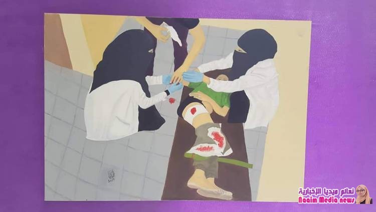 السلطة المحلية تفتتح المعرض التشكيلي الأول عن معاناة نساء تعز، الذي نظمته رابطة الاعلاميات