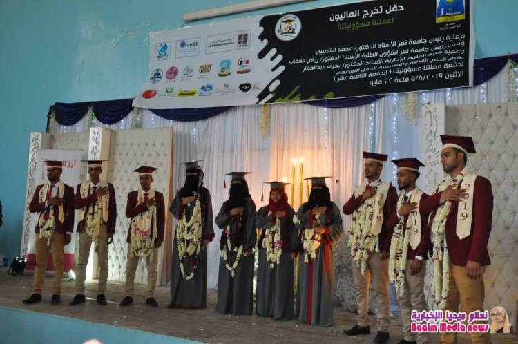 كلية العلوم الإدارية بجامعة تعز تحتفل بتخرج الدفعة الثامنة عشر قسم مالية ومصرفية.