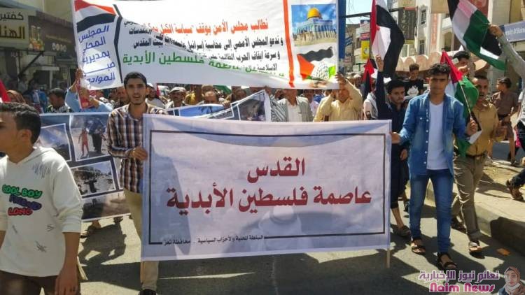 تعز.. مسيرة جماهيرية حاشدة احتفالا بانتصارات المــ ـقـاومة الفلسطينية