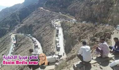 شاحنة تتسبب بقطع الشريان الوحيد الرابط بين محافظتي تعز وعدن "صورة"
