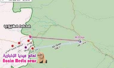 خريطه اقرب منطقة لقاعدة العند تسيطر عليها مليشيا الحوثي 