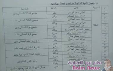 وكيل اول الوزارة مدير تربية حضرموت يصدر قرارا إداريا بشان تعيين الإدارات المدرسي للمجمعات المسائية والثانويات النموذجية بمديريات المحافظة .