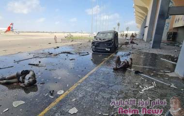 تعرض صالة مطار عدن لثلاثه صواريخ مباشرة