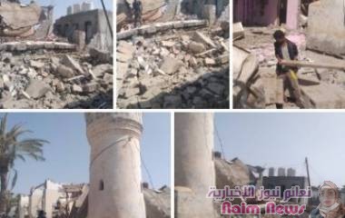 شاهد...قصف صاروخي للمليشيات الحوثية يدمر مسجداً في الحوك