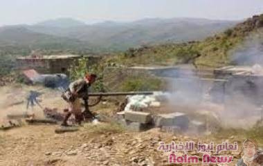 اشتباكات متقطعة بين الجيش الوطني ومليشيا الحوثي الإرهابية في جبهة حذران، غرب المدينة .