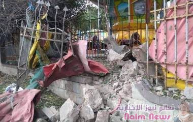 سقوط قذيفة هاون حوثية على سور حديقة جاردن ستي