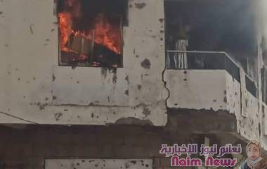 حريق يلتهم احد منازل شارع الشعب
